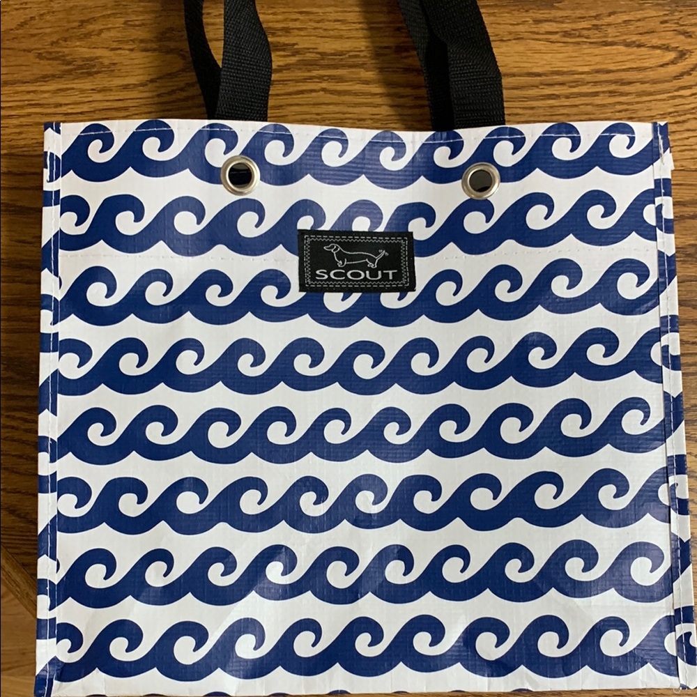 Scout Blue and White Wave Waterproof Tote Bag